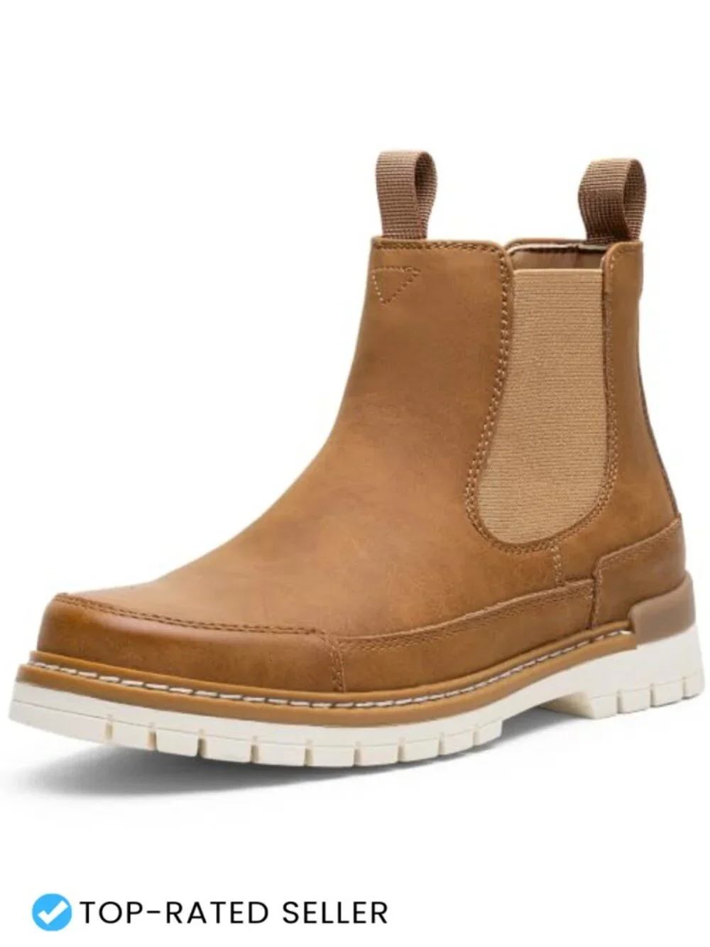 Women's Chelsea Ankle Boots Pull On Lug Sole Booties Faux Leather Memory Foam